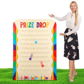 Blosssound 41.3" x 29.5" Extra Large Prize Drop Board Game Family Foldable Wood Disk Drop Game with 24 Colored Wooden Discs for Party Show Carnival Activity (Classic Style)