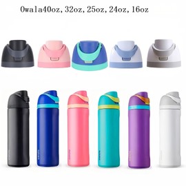 Seoodn Compatible with Owala with straw replacement cap, one click water bottle cap, suitable for Owala cups 16oz 24oz 32oz 40oz, Owala leak proof replacement accessory (blue) (Green with yellow)