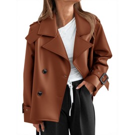 Yousify Womens Textured Faux Leather Jackets Oversized Button Down Motorcycle Clothes Casual Fall Trendy Coat Outerwear