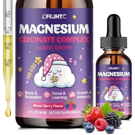 Magnesium Glycinate Liquid for Kids - Magnesium Bisglycinate Drops with L-Theanine, Chamomile & Vitamin B6, B12, C, D3 for Sleep, Relaxation, Immune S