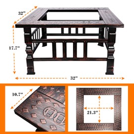 Fire Pit Tabletop for Solo Stove Bonfire & Ranger | 32" Powder-Coated Steel Surround | Heat-Resistant Outdoor Fire Pit Table