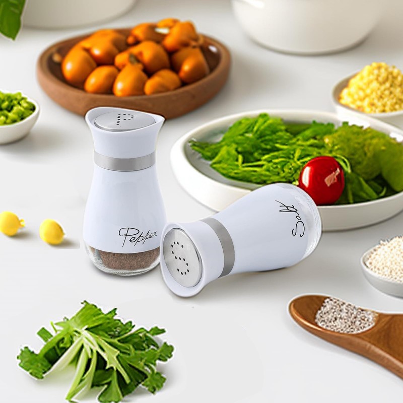 Pack of 2 Salt and Pepper Set(White),a Small Brush and