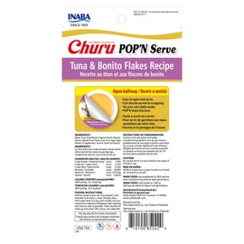 INABA Churu Pop'N Serve Jelly Cat Treat with Vitamin E & Taurine, 1.2 Ounce Cup, 8 Cups, Tuna & Bonito Flakes Recipe