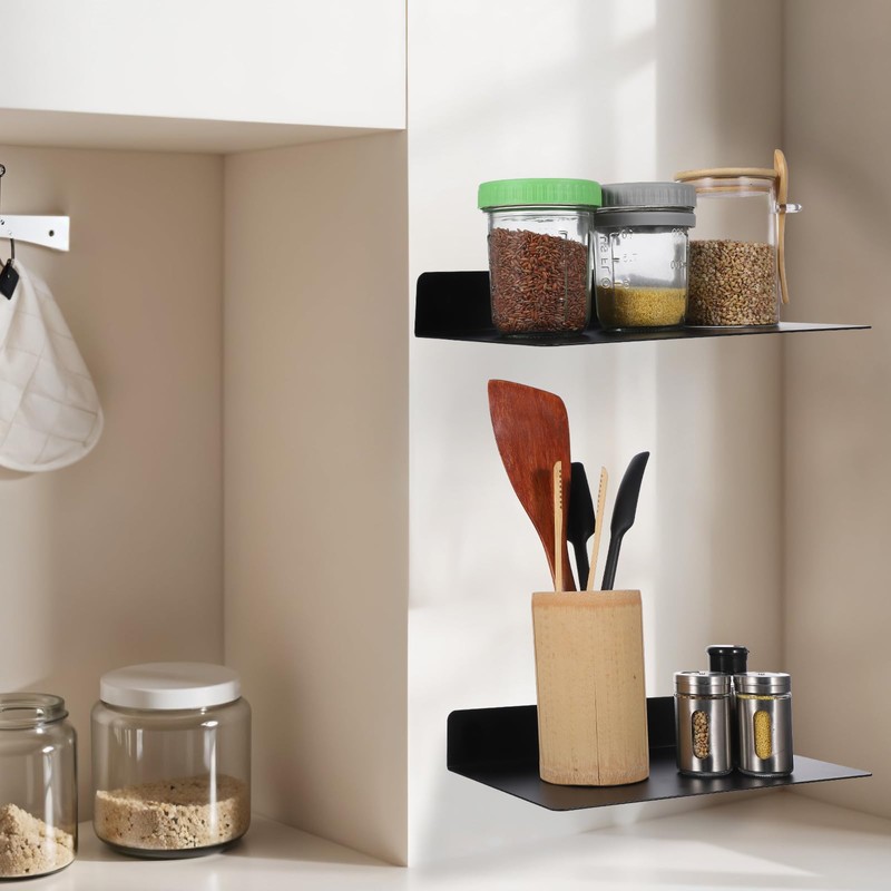 2 Pack Heavy Duty Metal Floating Shelves (12” x 8”)