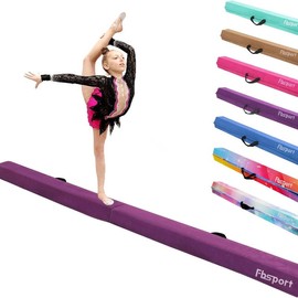 FBSPORT 8ft/10ft Balance Beam: Foldable Gymnastics Beam for Kids & Adults, Non-Slip Rubber Base, Ideal for Training & Home Workouts Jumps Cartwheels - Color: Purple, Size: 10ft  x 6in  x 2.5in