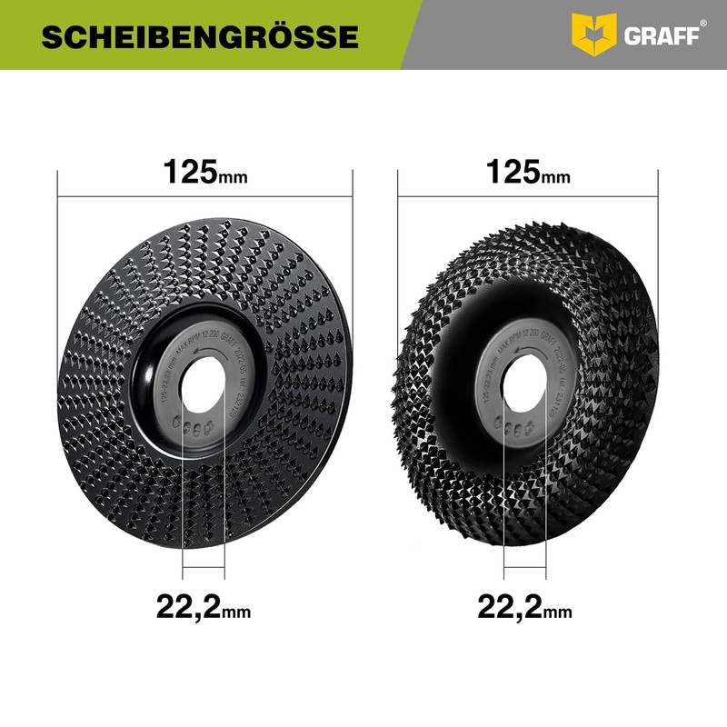 GRAFF Premium Set Wood Cutter Rasp Disc 125 mm for