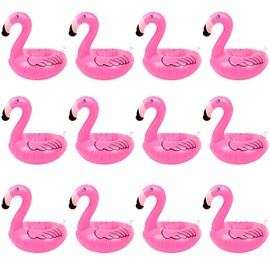 TiGog Pack of 12 Drink Holders Pool, Inflatable Pool Drink Holder, Floating, Cup Holder Pool, Flamingo Inflatable Bottle Holder, Inflatable Pool Toy for Swimming Pool Beach