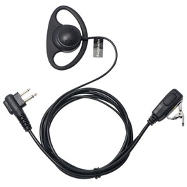 Earpiece for Motorola Radio 2 Pin D Shape Walkie Talkie Headset with Mic PTT, Compatible with CP200 GP2000 XU1100 PRO1150 MU12 Two-Way Radio, Pack of 1