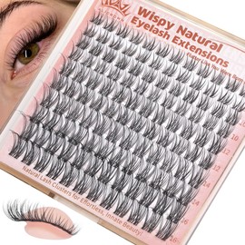 Wispy Lash Clusters Natural Eyelash Clusters 120Pcs Short Eyelash Extensions Venus C Curly Individual Lash Extensions with Invisible Bands 8MM-16MM DIY Eyelash Extensions at Home