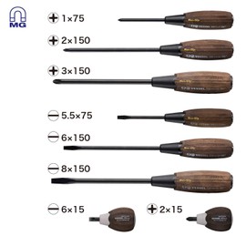 VESSEL WOOD-COMPO Non-Slip Tang-Thru Screwdriver (8PC. SET 3308EVA)