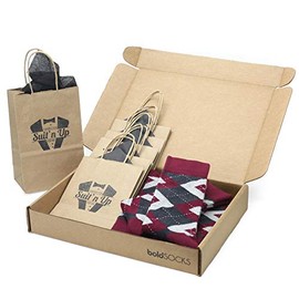 Wine Burgundy Argyle Men's Socks - Groomsmen Wedding Sock Kit with Gift Bags (10)