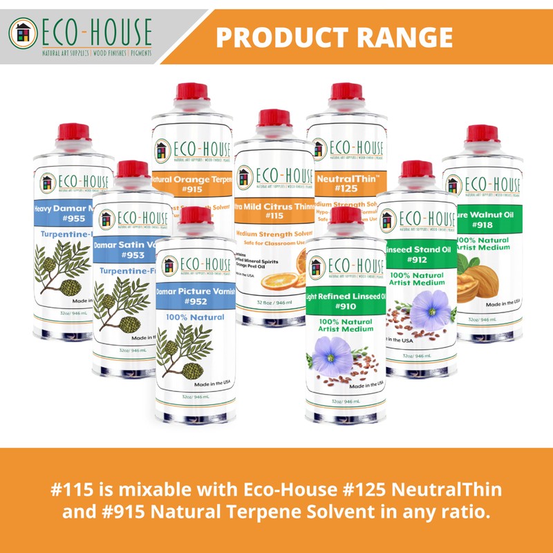 ECO-HOUSE 115 Xtra Mild Paint Thinner – Citrus Scent, Low