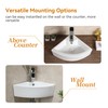HOROW Corner Bathroom Sink, 18"x 13" White Porcelain Wall Mount