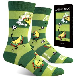 ANTI BASIC Socks Christmas Gift for Men Novelty Video Game Funny Saying Socks Beer Fox Snake Zombie Break a Leg Socks (Tacos Soccer)