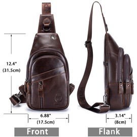 LUKZIJAES Mens Cross body Sling Bags Vintage Shoulder Chest Pack Daypack Genuine Leather Sling Bag for Men Crossbody Outdoor Travel Hiking Backpack (#14-Coffee)