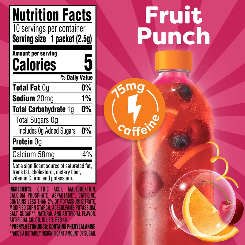 Crystal Light Energy Boost Fruit Punch Drink Mix, 10 ct