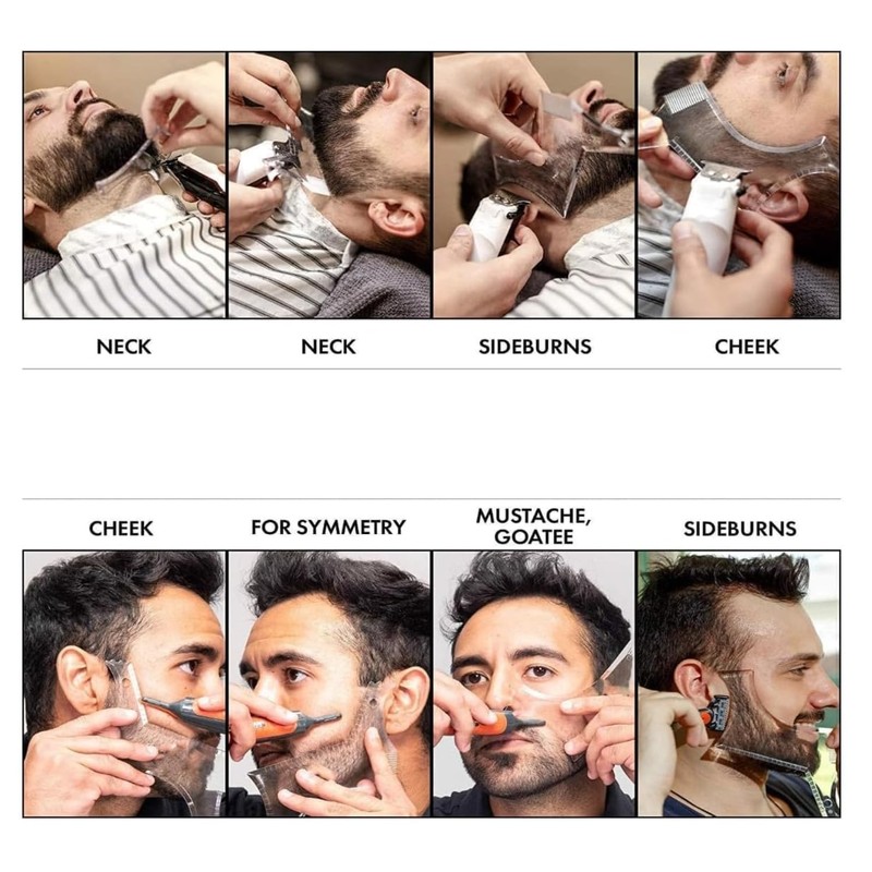 2 Pack | Beard Stencils for Goatee, Sideburns, Neck, Moustache