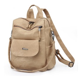 YALIZHNA Women's Backpack for PU Leather Shoulder Bag, Fashion Waterproof Anti-Theft Travel Backpack Women Backpack Handbags, khaki