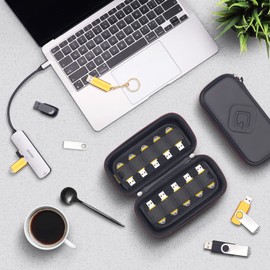 USB Drive Case Organiser Fits 20 Flash Thumb Drives QUENZROC USB Sticks Holder Hard Storage Case Portable Box Travel Carrying Pouch Black