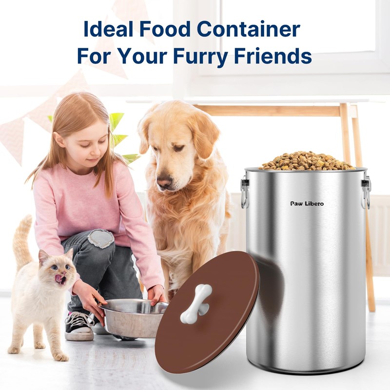 Paw Libero 35 Lbs Stainless Steel Dog Food Storage Container