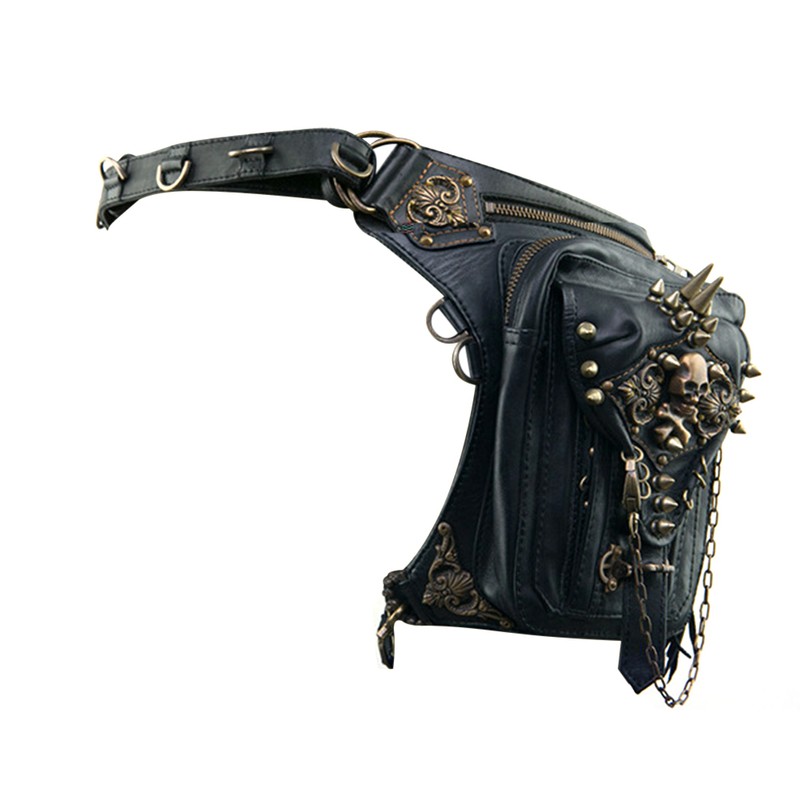 Women Motorcycle Bag PU Leather Steampunk Retro Shoulder Crossbody Bag