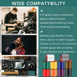 Gisafai 10 Pcs Wire 100 ft Per Roll (1000 ft Total) Automotive Primary Wire Spools Copper Clad Aluminum Primary for 12v Automotive Harness Car Audio Video Wiring(18 Gauge)