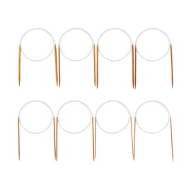 CALFOVERA 6PCS 8 Styles 2.25 to 6.5MM Rubber Wire Wooden Crochet Hook Double Pointed Circular Knitting Needle with Rubber Tube Bamboo Circle Knitting Needles for DIY Making Yarn Projects(Saddle Brown)