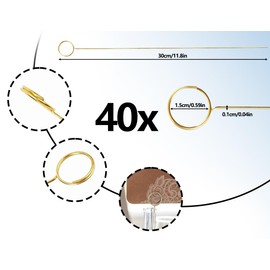 Lhbwhiz Pack of 40 Place Card Holders, Metal Floral Card Holder, Picture Holder, Flower Picks, Metal Wire Memo Holder, Ring Loop Clips, Photo Holder, for Birthday Wedding Party (Round, Gold)