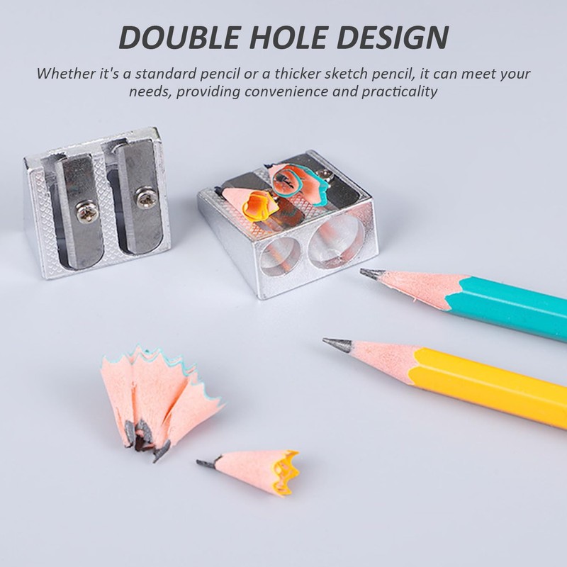 Pack of 5 Pencil Sharpeners with Double Hole Sharpener, Pencil