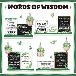 Pasimy Bulletin Board Decorations Bookshelf Reading Library Classroom Decorations Inspirational Cutouts (Eucalyptus)