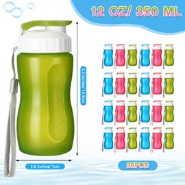 Domensi 36 Pack 12 oz Kids Plastic Water Bottles Reusable Plastic Sports Water Bottles Wide Mouth Leak Proof Lightweight for Boys Girls Child Toddler to School Travel Camping, DIY Gift