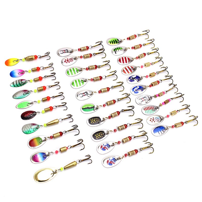 JasCherry Metal Fishing Lures Spinner Baits Fish Treble Hooks Tackle