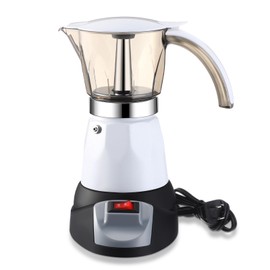 Lemosae Electric Espresso Maker Transparent Coffee Maker Electric Moka Pot Portable Aluminum Espresso Machine Italian Moka Pot with Detachable Base, Coffee Gift for Women Men Home Travel(White,6 Cup)
