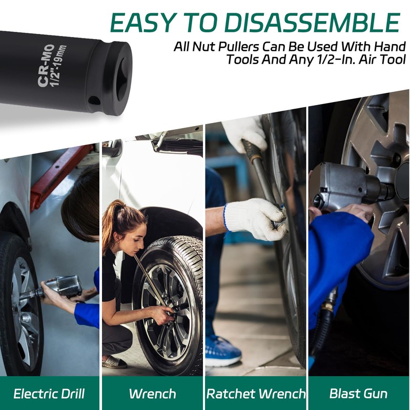 BEASAFY 19 Nut 1/2 Inch Wheel Change Impact Wrench Nuts,