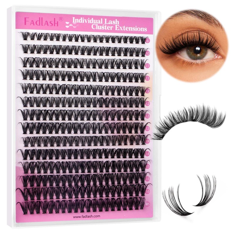 Eyelashes, Individual, Cluster for Eyelash Extension, 40P, 0.07, D-curl, Mixed,