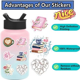 100PCS Aesthetic Stickers, Pink Girl Aesthetic Stickers, Vinyl Waterproof Decal for Water Bottle Guitar Phone Laptop
