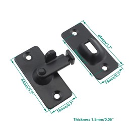 Flip Door Sliding Latch, ULIFESTAR Heavy Duty 90 Degree Stainless Steel Mini Latch, Safety Sliding Barn Door Lock, Latch Lock Bolt Lock, Right Angle Curved Door, Prevent Corrosions (Black)