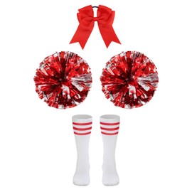 TOONRAIN Complete RED 5-Piece Cheerleading Kit for Kids - Soft, Breathable, and Comfortable
