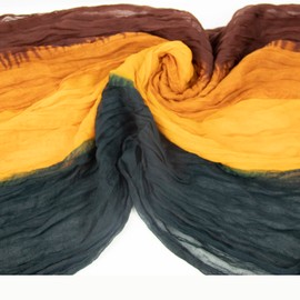 Gloop Women's Scarf Light Long Scarf with Colour Gradient Various Colours, Yellow/brown/dark green