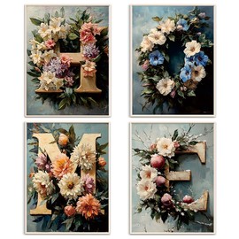 4 PCS Flower Home Sign Wall Art Canvas Set, Four Seasons Flowers Wall Decoration Colorful Flower Modern Wall Decor for Living Room Spring Summer Autumn Winter Signs Prints Canvas 12"x16" Unframed