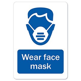 SignMission (COVID-19) - Wear Face Mask | Vinyl Decal | Protect Your Business, Municipality, Home & Colleagues | Made in The USA, 5" X 3.5" Decal Set of 10 (OS-NS-D-35-25581-10PK)