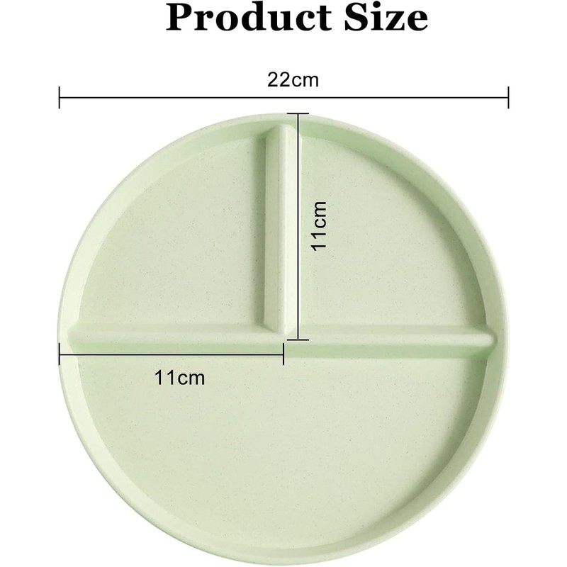 4 Pcs Portion Control Plate,9 Inch Divided Plates for Adults