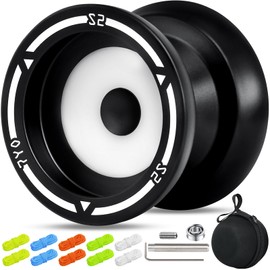 7YO S2 Responsive Yoyo for Kids 8-12, Yoyo Professional Finger Spin Trick Yoyos with Dual Function + 10 Yo Yo Strings, Case, Bearing Removal Tools - Black