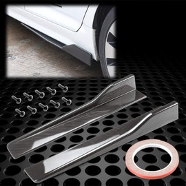 JDMBESTBOY Carbon Fiber Black Universal Car Side Skirt Extension Splitters Winglet Wing Canard