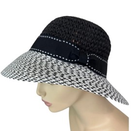 Parkhurst Women's Black/White  3" Brim Sun Hat Adjustable Packable Crushable