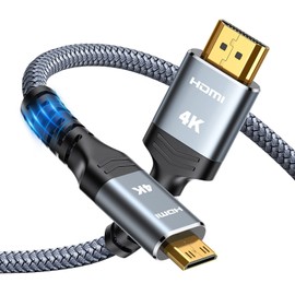 Highwings Mini HDMI to HDMI Cable 3.3FT, (4K 60Hz) High Speed HDMI to Mini HDMI Male Bi-Directional 2.0 Cord, for HDTV, Tablet, Camera and Camcorder [Aluminum Shell, Nylon Braided]