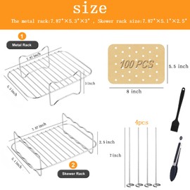 Dual Zone Air Fryer Accessories, 2pcs Air Fryer Rack with 100pcs Air Fryer Paper Liners Compatible with Ninja Foodi Air Fryer DZ201, DZ401, 5 pcs Double Basket Air Fryer Accessories