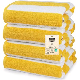 Oversized Cabana Beach Towels Set of 4 - Soft Cotton, Quick Dry