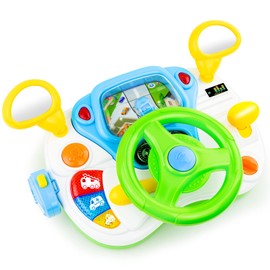 Love&Mini Steering Wheel Toys for Girls Boys - Baby Car Toys with Light and Music, Simulation Driving Learning Educational Toy for 18M+ Year Old Boys Girls Birthday and Xmas Gifts