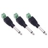3-Pack 6.35mm 1/4" Mono Plug TS 6.35mm Male Solderless Terminal